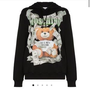 moschino bear print hoodie